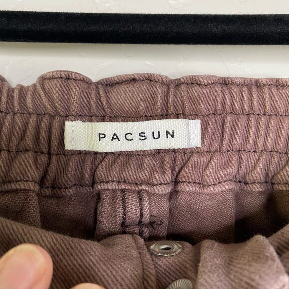 PacSun Brown Paper Bag Elastic Waist Cargo Pants Large - Picture 5 of 11